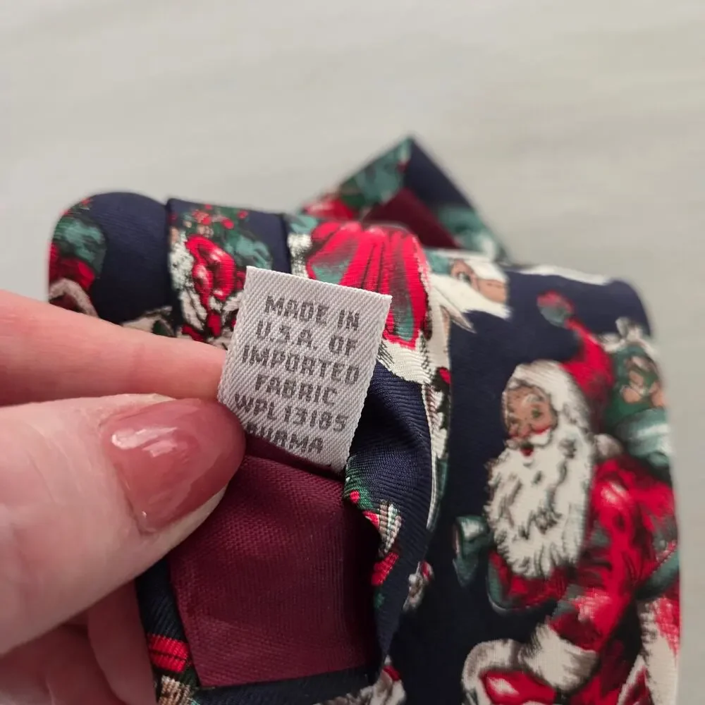 417 by Van Heusen Vintage Silk Santa Christmas Neck Tie Made in USA Holiday